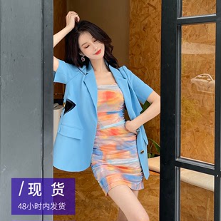 女 套装 吊带裙短款 yesjing原创设计轻熟御姐风修身 性感连衣裙西装