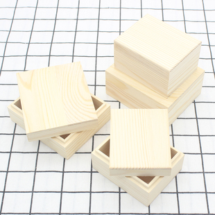 木盒子正方形小号天地盖实木礼品包装 盒桌面收纳盒定制松木小木盒