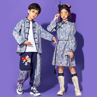 表演服中小学生运动会服装 国潮女童 中国风儿童演出服男童街舞套装