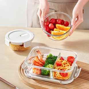 可微波炉加热饭盒大容量高硼硅玻璃密封便当盒学生上班族保鲜餐盒