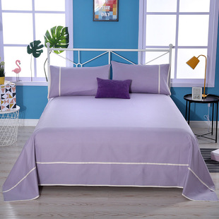 外贸纯棉床单单件纯色床单枕套三件套全棉单双人床单1.5m 1.8米床
