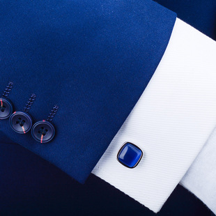 衬衣袖 定制刻字口袖 钉轻奢百搭袖 扣蓝色钉猫眼石男士 衬衫 商务 法式