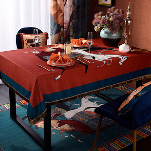 高档轻奢欧式 家用布艺桌布长方形餐桌台布圆桌电视柜茶几盖巾 美式