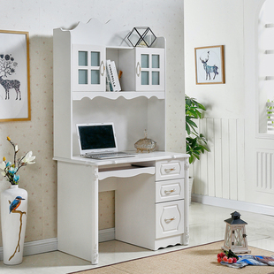 书桌书架组合地中海80cm小户型写字学习桌台式 家用白色电 定制欧式