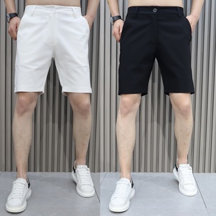 夏季 短裤 西裤 韩版 白色弹力修身 男士 新款 潮 中裤 潮流青年流行五分裤