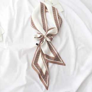 窄长条白色装 饰领巾围巾发带腰带 韩国温柔素净气质长条丝巾