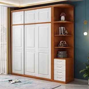 实木推拉门衣柜白灰色两门三门中式 节省空间型简约现代小户型家用