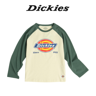 Dickies童装 男童女童T恤春新logo印花撞色插肩袖 拼接儿童长袖 T恤