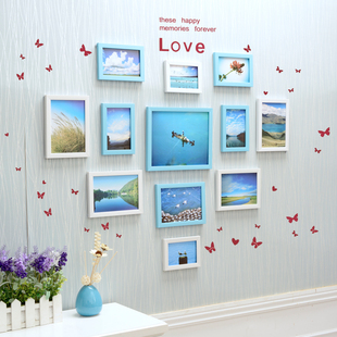 欧式 组合相片墙挂墙相框品 爆结婚礼物创意卧室心形照片墙墙贴韩式