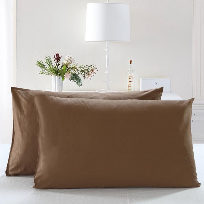 一对装 PS纯棉全棉单色纯色枕套枕头套枕芯套单人深咖啡色巧克力色