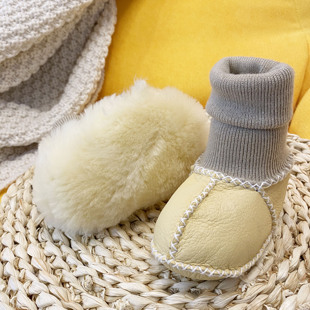 防掉婴儿棉鞋 软底羊毛一体婴儿鞋 冬季 袜01岁保暖防风透气学步鞋