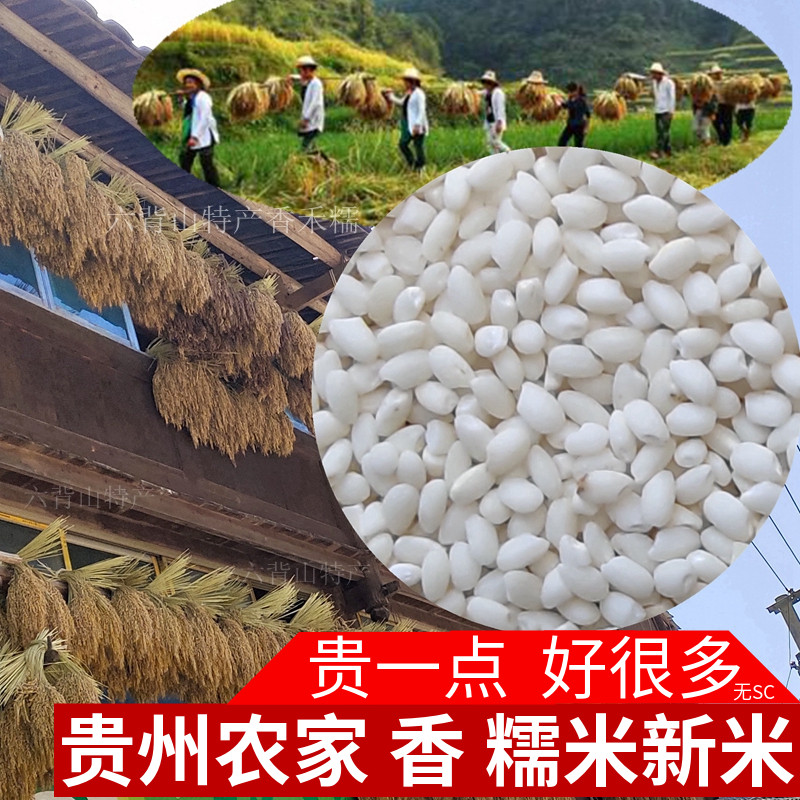 贵州糯米新米包粽子糍粑用圆香禾糯白大米5斤农家特产糙糯米杂粮