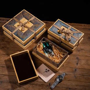 高档生日礼盒空盒木质礼品盒锦盒定制生日礼物收纳包装 盒竹木礼盒