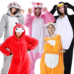 成人COS演出服装 道具男女卡通动物表演粉红豹牛灰大象企鹅黄狐狸