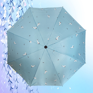 天堂鸟太阳伞晴雨伞防晒防紫外线遮阳伞雨伞女两用黑胶便携折叠伞