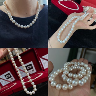 百搭气质韩版 珍珠项链女 天然淡水正圆强光微瑕珍珠项链简约时尚
