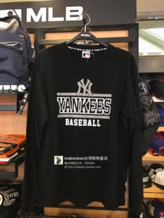 台湾专柜采购MLB 洋基队 圆领套头上衣NY男士 纯棉长袖 新款 T恤 秋季