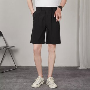 裤 工厂直供爆款 男士 夏季 宽松纯色小西裤 休闲短裤 2024年新款 子