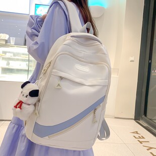 中学生书包女初中生韩版 撞色小清新双肩包女士可爱高中生休闲背包