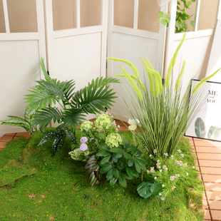 饰摆件苔藓草皮套装 仿真绿植假植物造景盆栽室内楼梯下橱窗庭院装