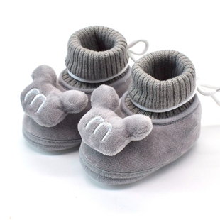 新生儿秋冬季 棉鞋 12个月婴儿保暖鞋 加绒男女宝宝学步鞋 1岁
