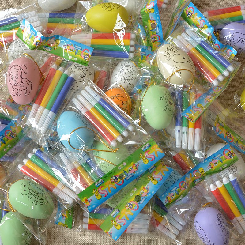 复活节彩蛋diy儿童玩具蛋绘画鸡蛋壳幼儿园手工仿真塑料鸡蛋