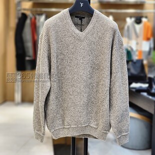 23年春季 新款 SIEGF韩国代购 米色V领套头纯色青年时尚 针织毛衣 韩版