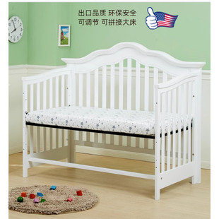 新生婴儿床拼接大床豪华大尺寸实木儿童床送床垫加高深护栏无甲醛