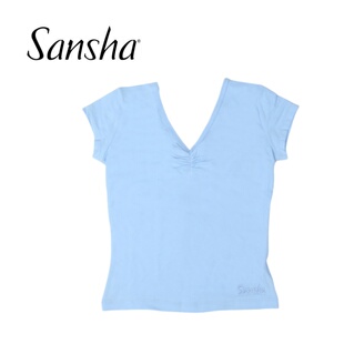 Sansha三沙儿童专业舞蹈服 女童修身 练功服形体服考级上衣短袖 T恤
