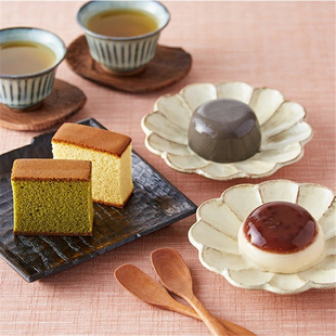 料亭 布丁海绵蛋糕组合 日本直邮 抹茶蛋糕 1盒 红豆黑芝麻布丁