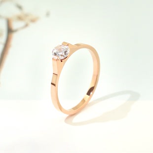 个性 钛钢18k玫瑰金食指小众设计高级感 轻奢一克拉钻石戒指女时尚