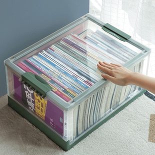 带滚轮的书箱 箱体透明 找书便捷